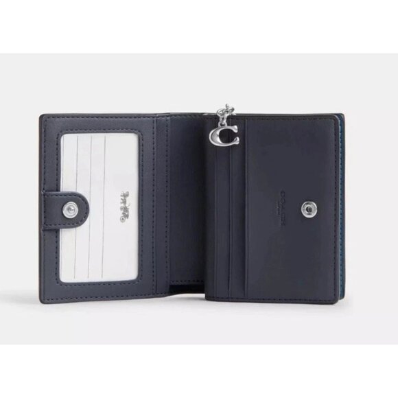 Coach Women's Dark Denim Signature Coated Canvas Snap Wallet NWT ❤️ - Picture 3 of 6